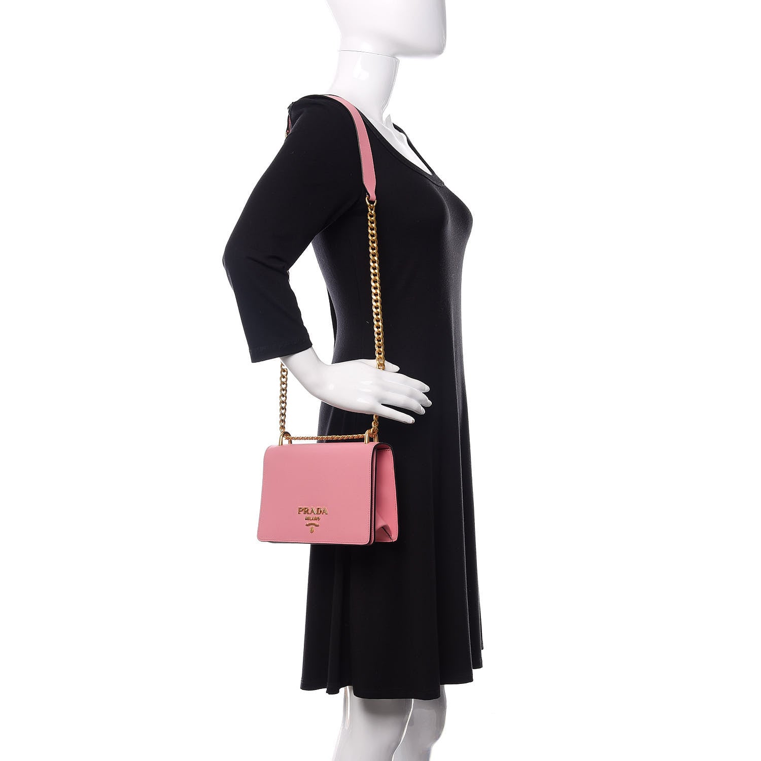 Prada Saffiano Soft Calfskin Chain Crossbody Bag Petalo 2 of 9