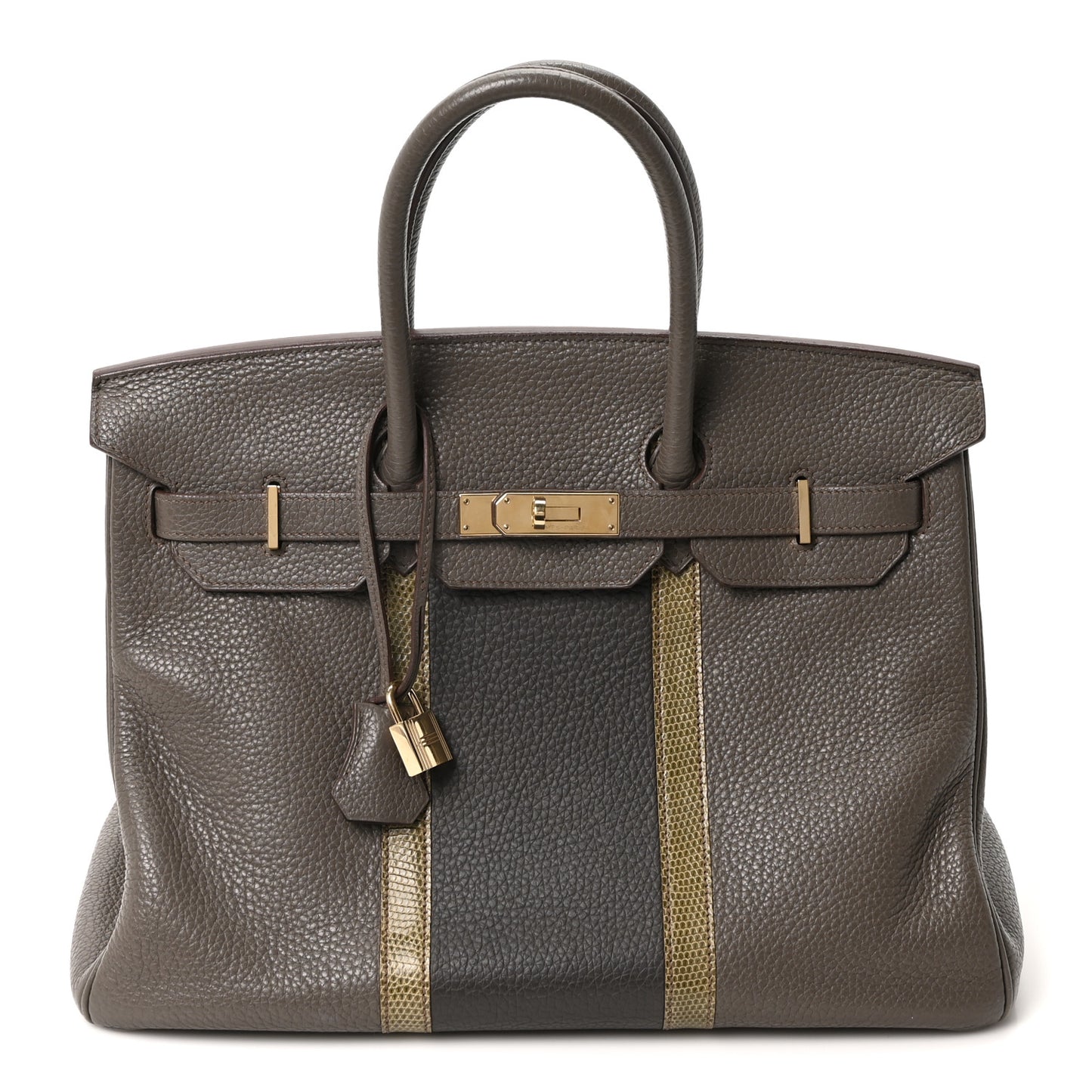 Taurillon Clemence Lizard Club Birkin 35 Etain Graphite