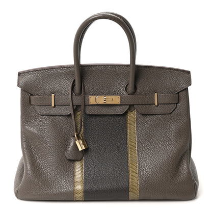 Hermes Taurillon Clemence Lizard Club Birkin 35 Etain Graphite 1 of 10