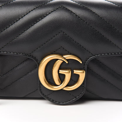 Gucci Calfskin Matelasse Super Mini GG Marmont Shoulder Bag Black 10 of 10