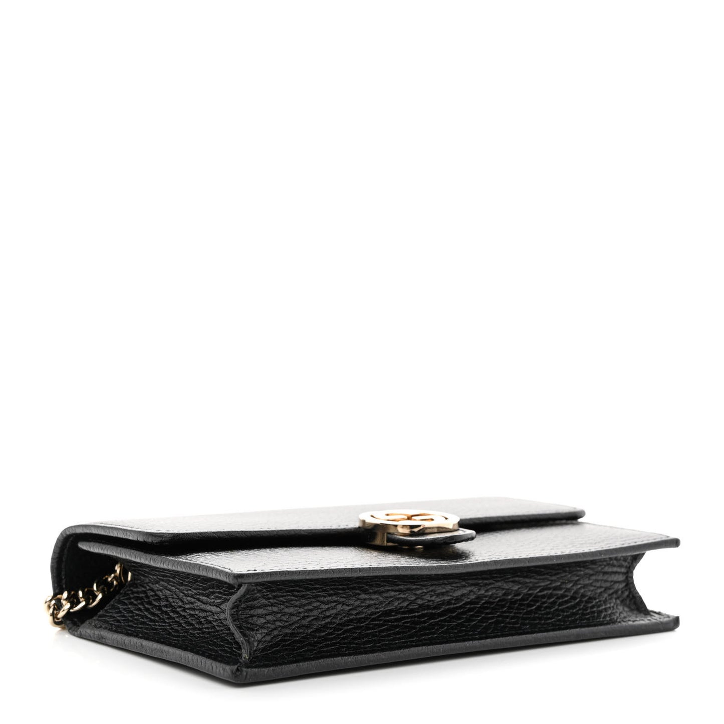 Dollar Calfskin Interlocking G Chain Wallet Black