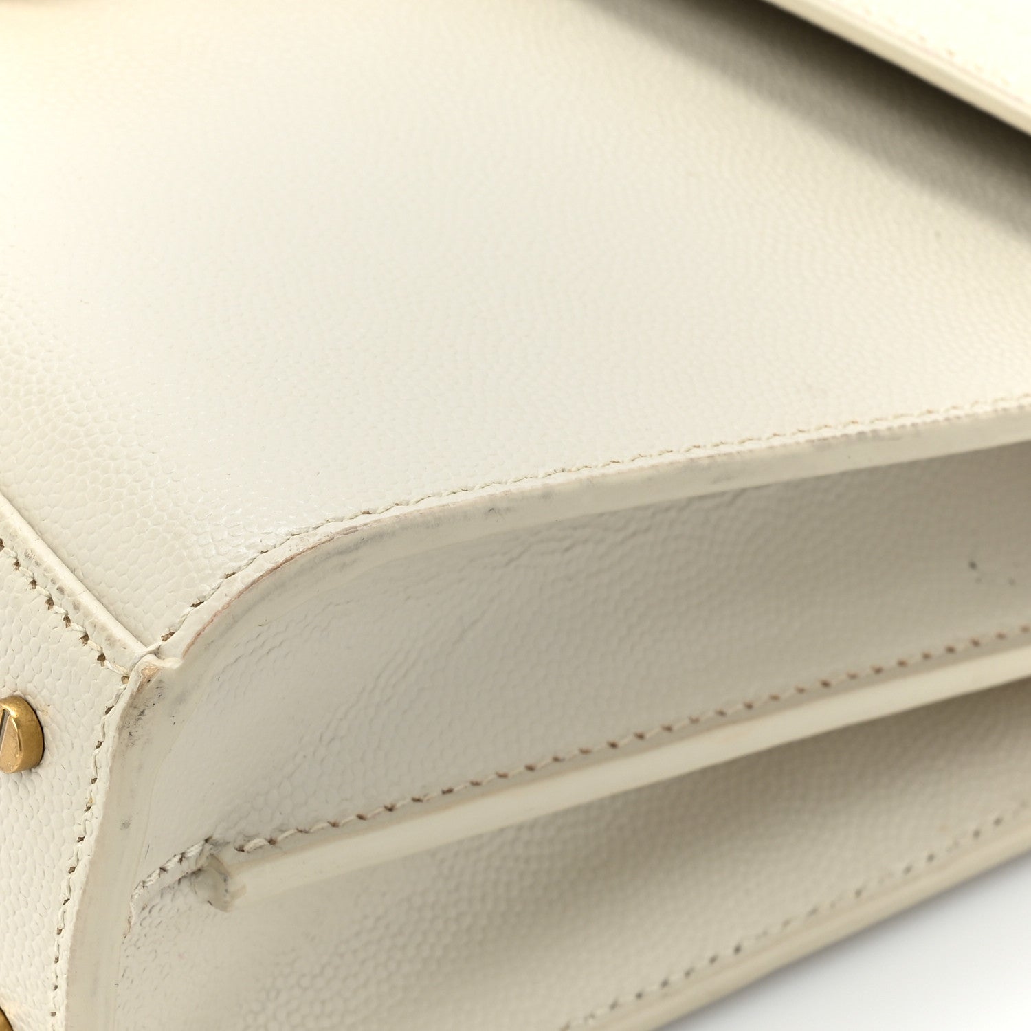 Saint Laurent Grain de Poudre Mini Classic Monogram Cassandra Top Handle Crema Soft 17 of 19