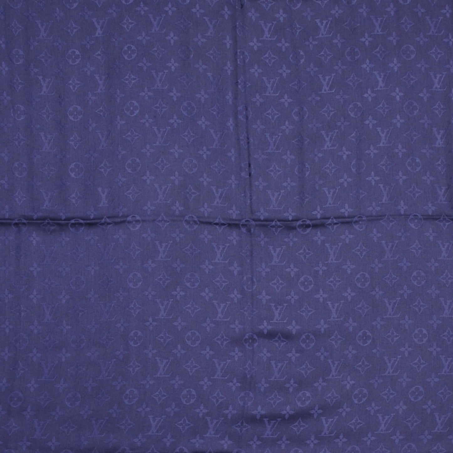 Silk Wool Monogram Shawl Night Blue