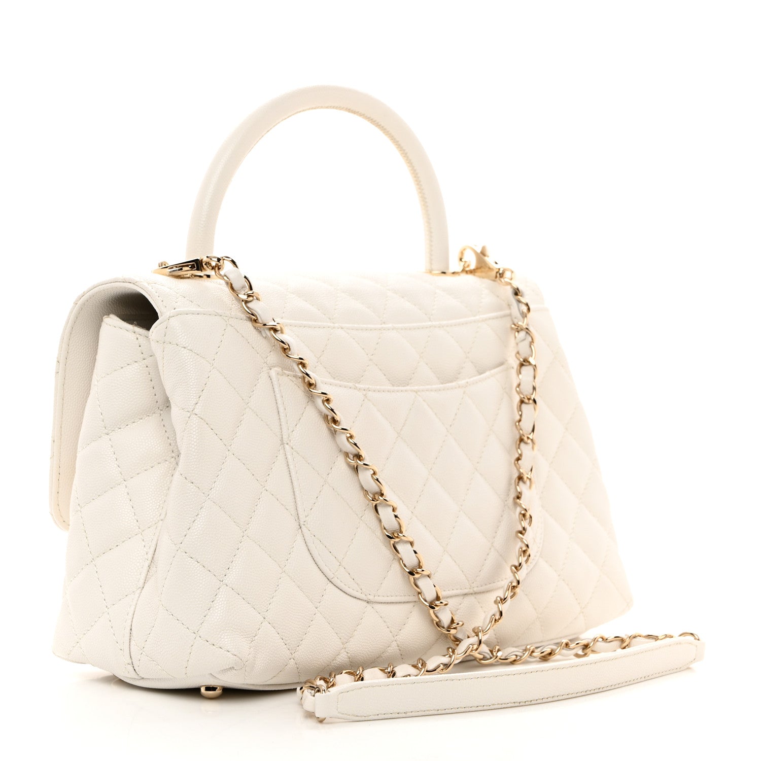 Chanel Caviar Quilted Small Coco Handle Flap White 2 of 10