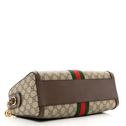 Gucci GG Supreme Monogram Web Medium Ophidia Boston Brown 4 of 9