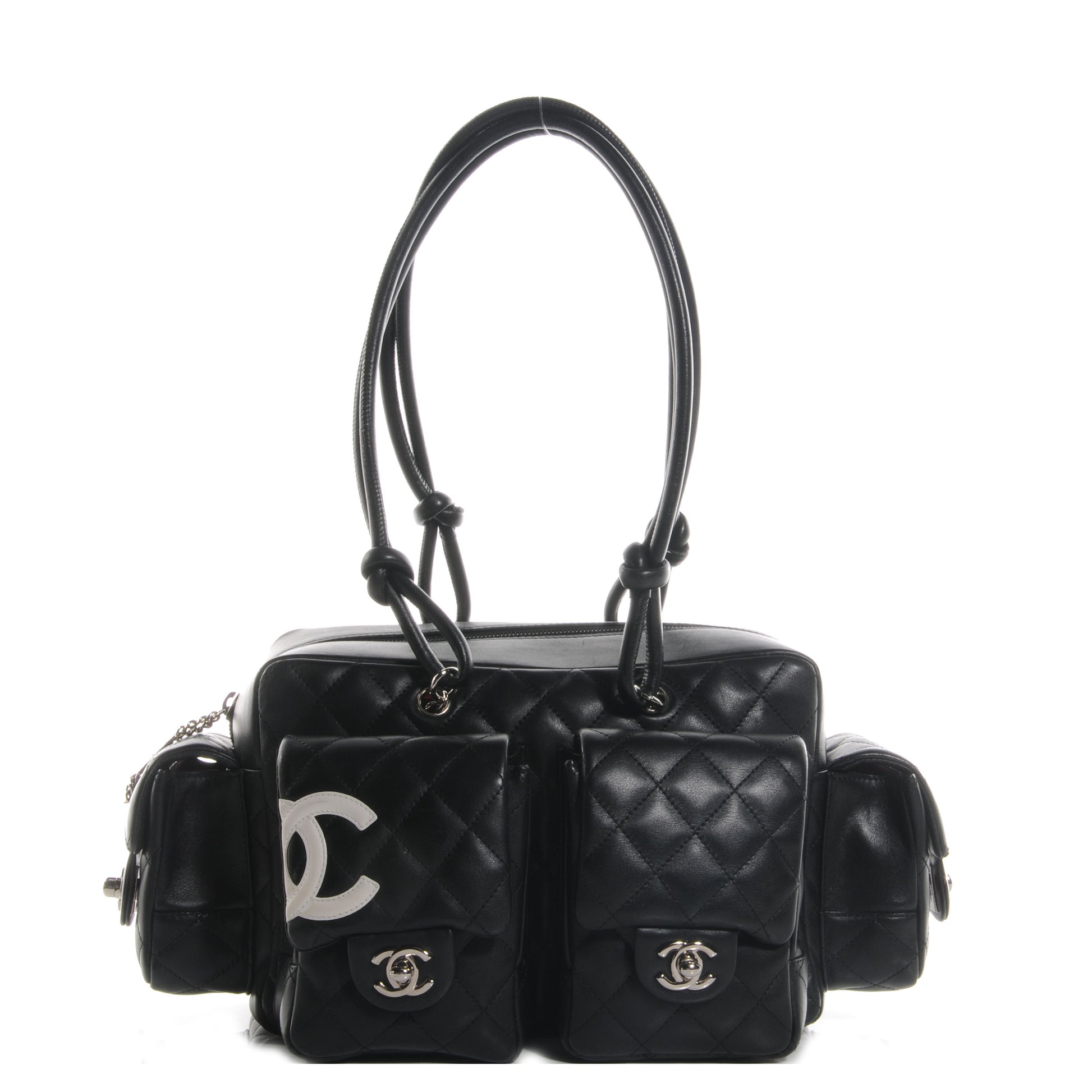 Chanel Calfskin Quilted Large Cambon Multipocket Reporter Black White 1 of 8