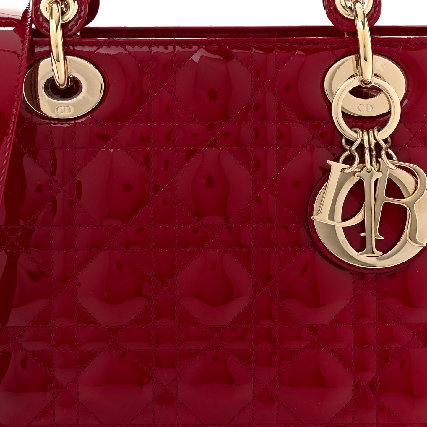 Patent Cannage Medium Lady Dior Red