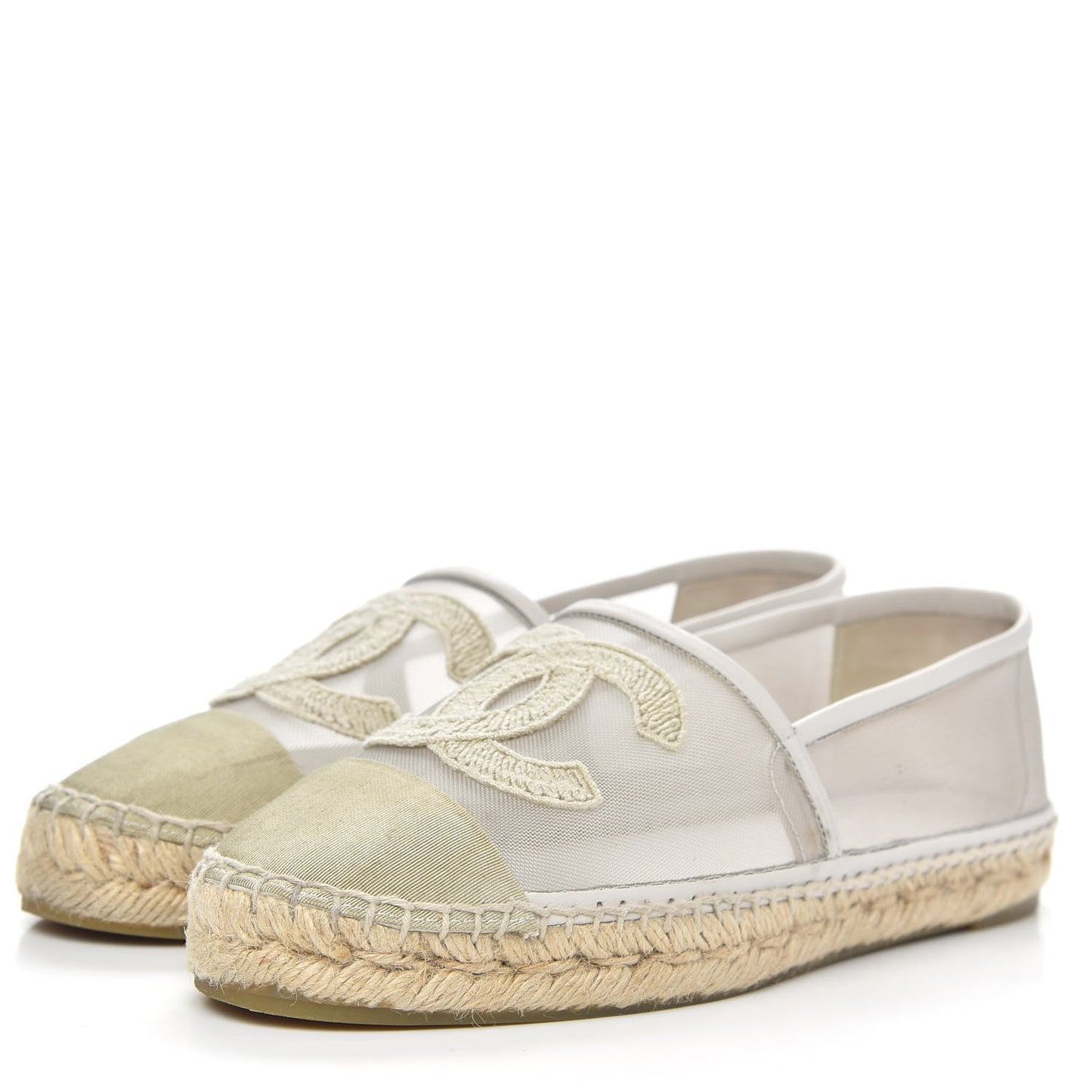 Mesh Grosgrain CC Espadrilles 38 Beige