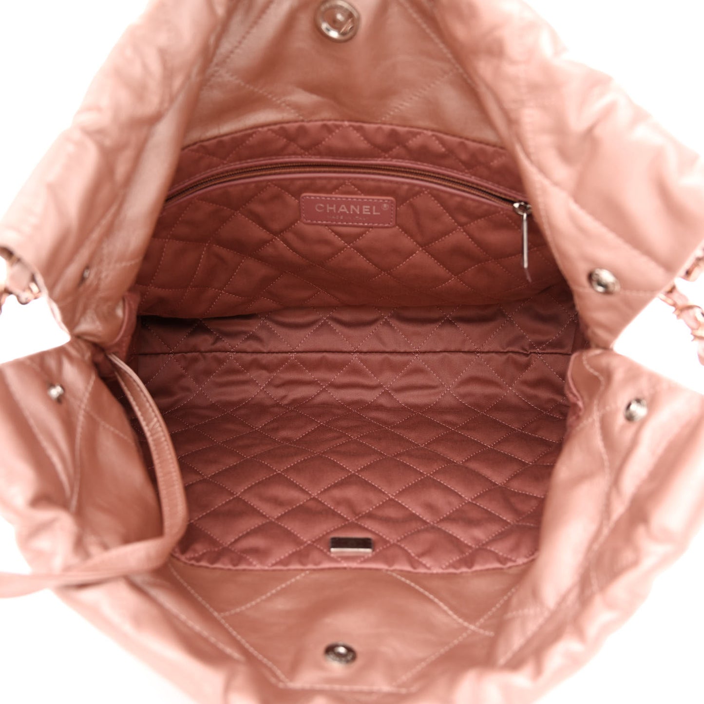Metallic Calfskin Quilted Small Chanel 22 Pink