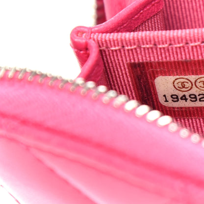Chanel Lambskin Quilted Small Zip Around Wallet Pink 8 of 9