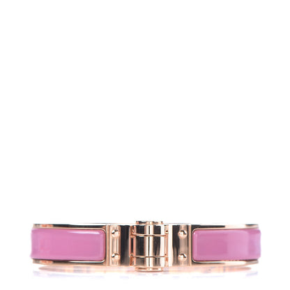 Hermes Enamel Charniere Uni Narrow Hinged Bracelet S Rose Flamingo 1 of 7