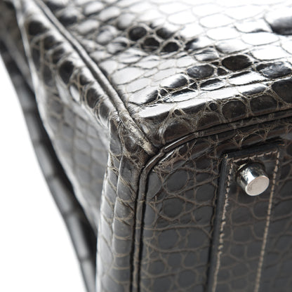 Hermes Shiny Porosus Crocodile Birkin 40 Graphite 36 of 45