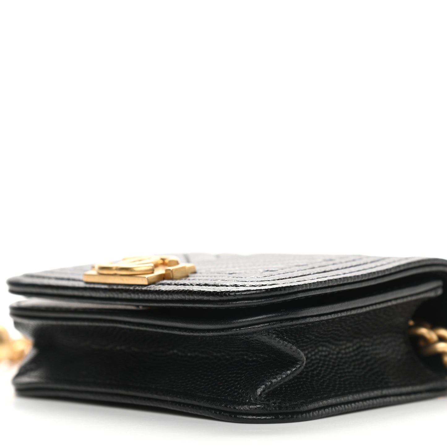 Caviar Chevron Quilted Boy Flap Waist Belt Bag Black
