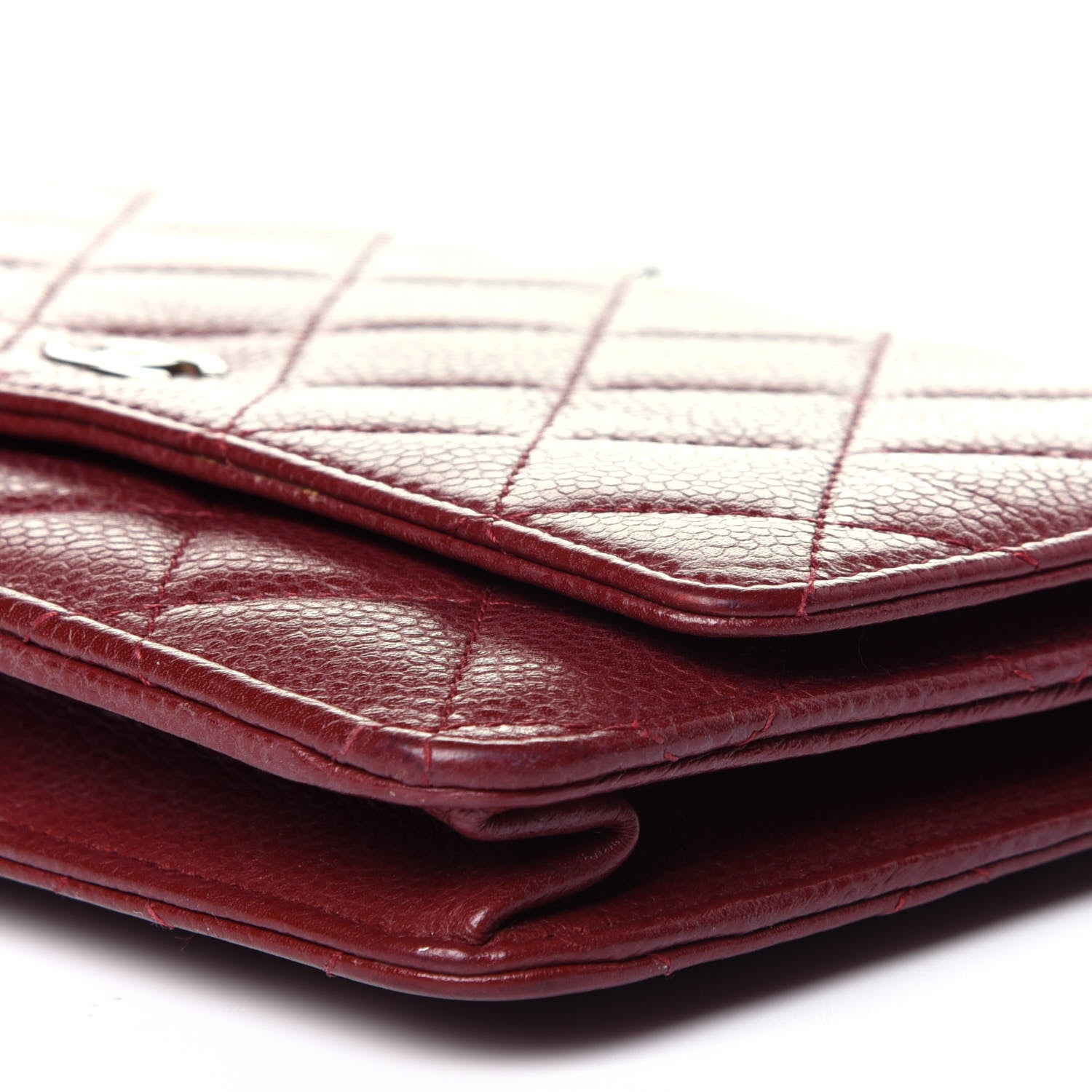 Chanel Caviar Quilted Wallet On Chain WOC Dark Red 9 of 13