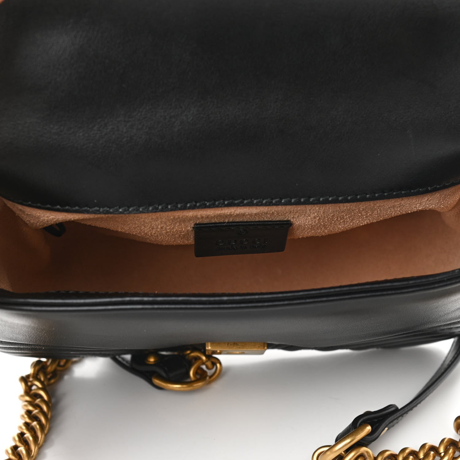 Gucci Calfskin Matelasse Mini GG Marmont Top Handle Shoulder Bag Black 4 of 9