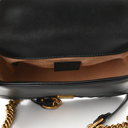 Gucci Calfskin Matelasse Mini GG Marmont Top Handle Shoulder Bag Black 4 of 9