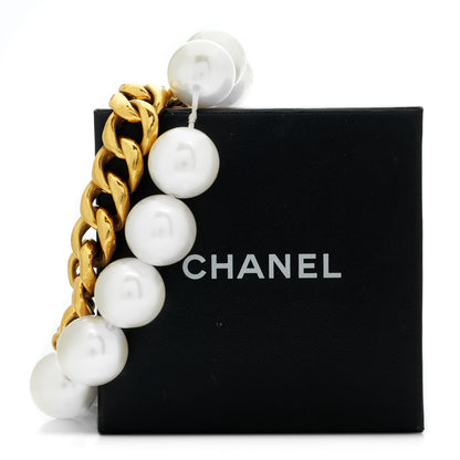 Chanel Pearl Chain Necklace Gold 5 of 5
