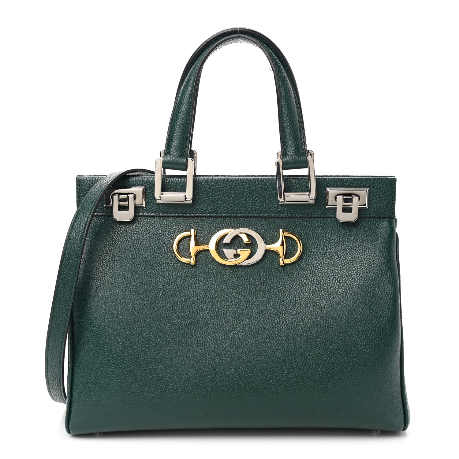 Gucci Grainy Calfskin Small Zumi Top Handle Bag Vintage Green 1 of 14