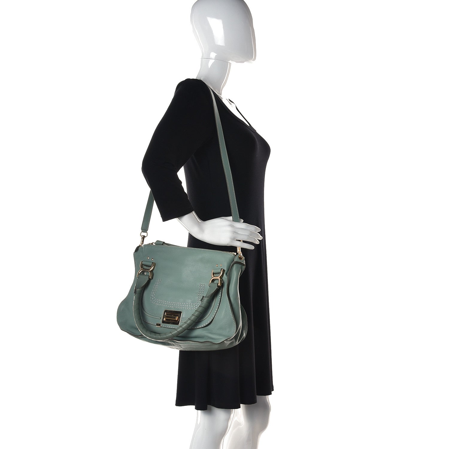 Chloe Calfskin Medium Marcie Lock Satchel Icy Mint 2 of 9