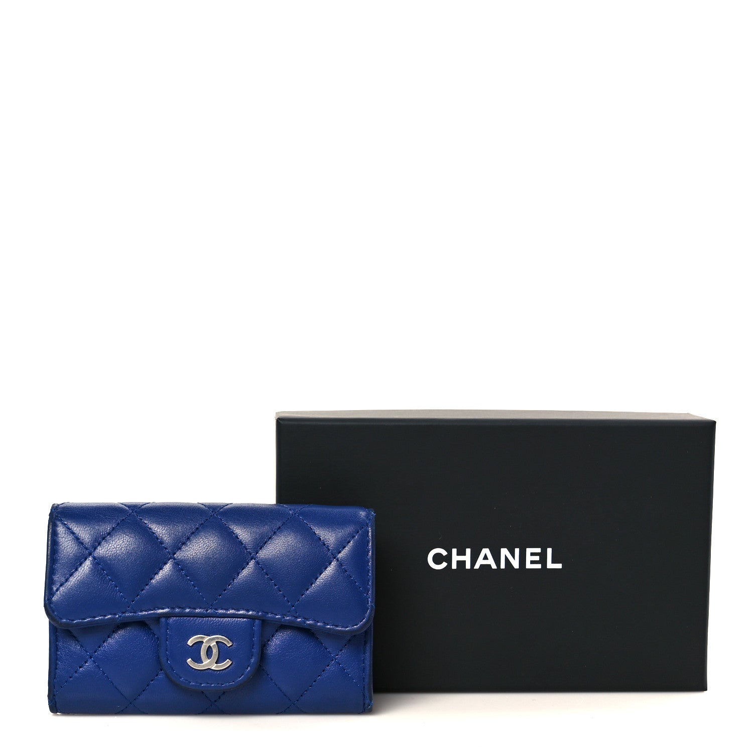 Chanel Lambskin Quilted Flap Card Holder Wallet Blue 9 of 9