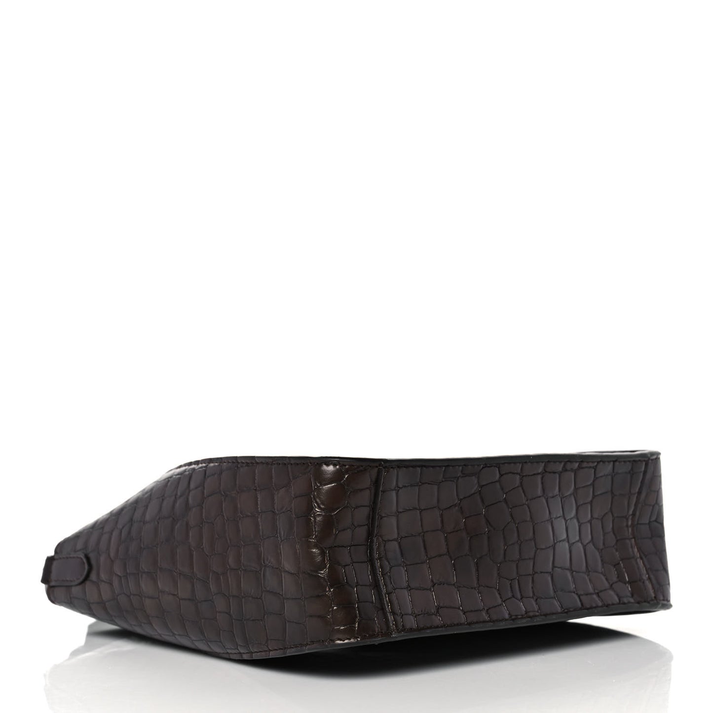 Crocodile Embossed Studded Logo Mini Crossbody Mahogany