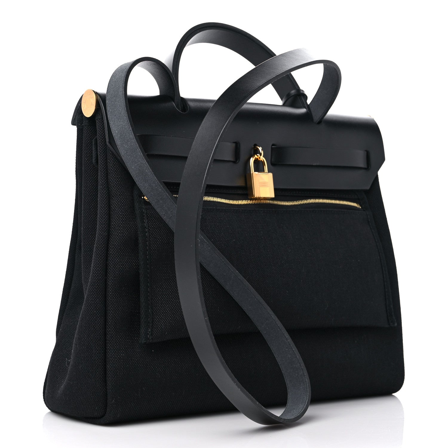 Hermes Military Toile Vache Hunter Herbag Zip PM 31 Black 5 of 12
