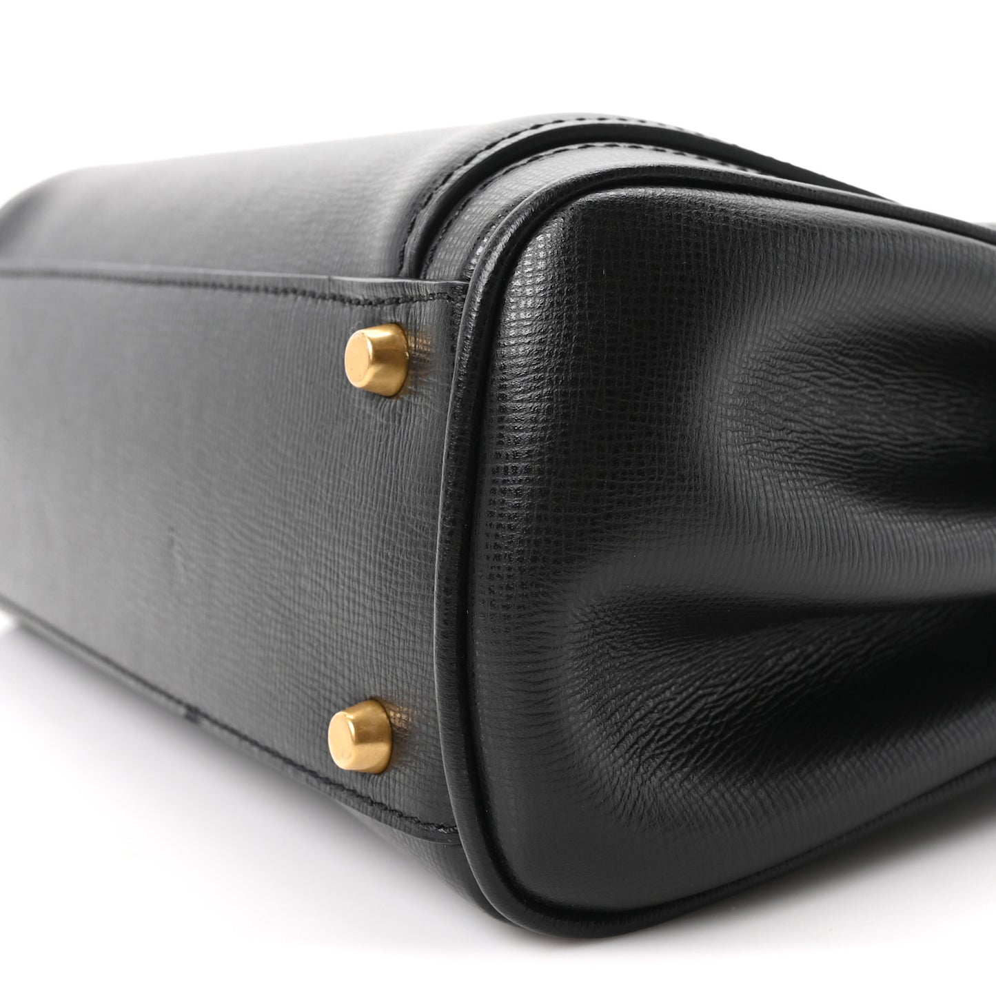 Grainy Calfskin Rockstud Medium Alcove Top-Handle Bag Black