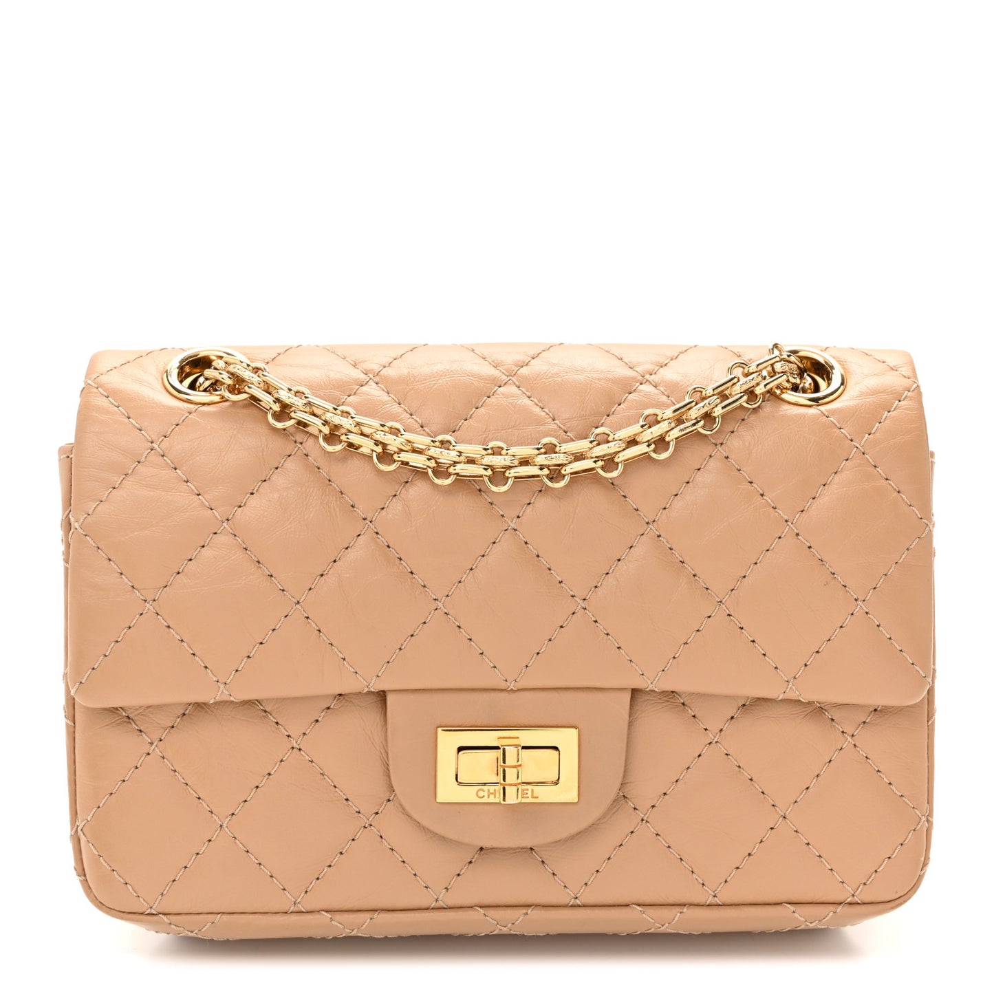 Aged Calfskin Quilted 2.55 Reissue Mini Flap Beige