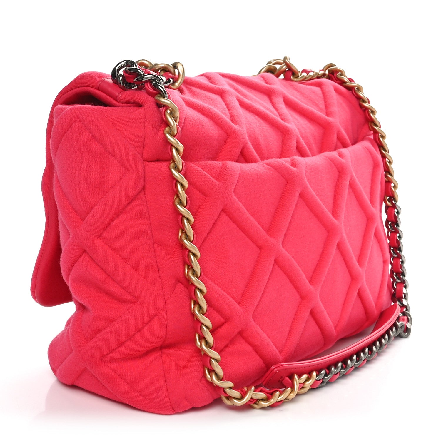 Chanel Jersey Lambskin Quilted Maxi Chanel 19 Flap Dark Pink 3 of 10
