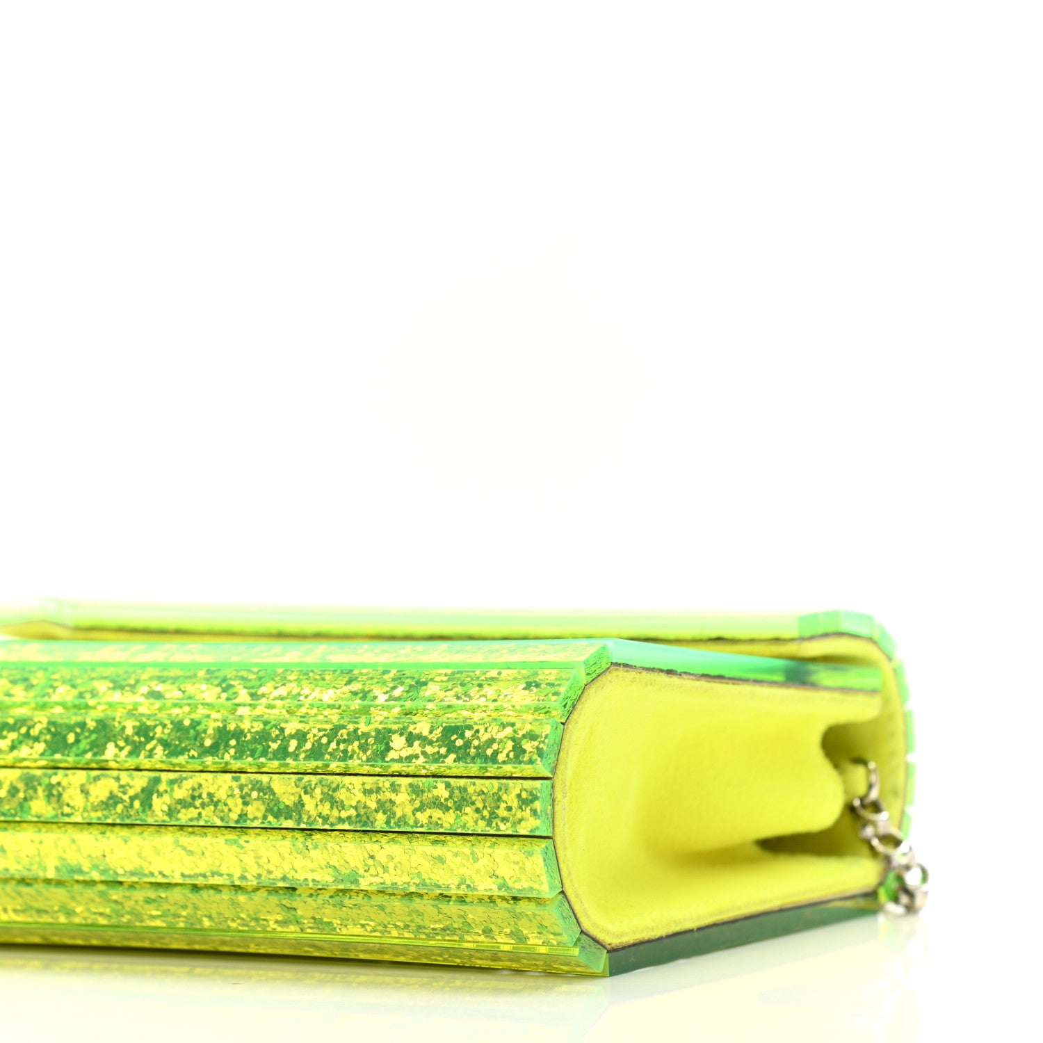 Jimmy Choo Acrylic Coarse Glitter Candy Clutch Neon Yellow 7 of 8