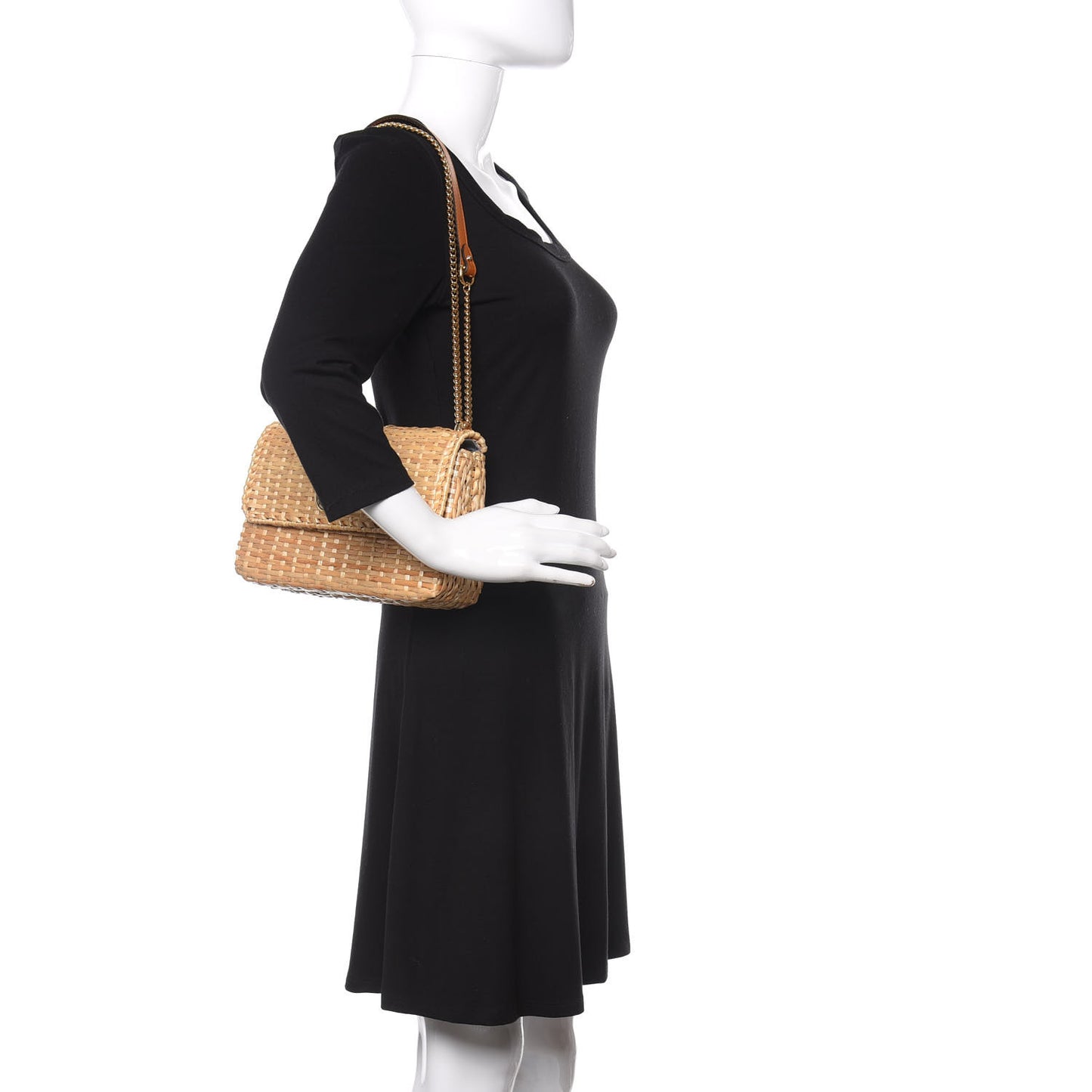 Glazed Wicker Small Cestino Shoulder Bag Natural