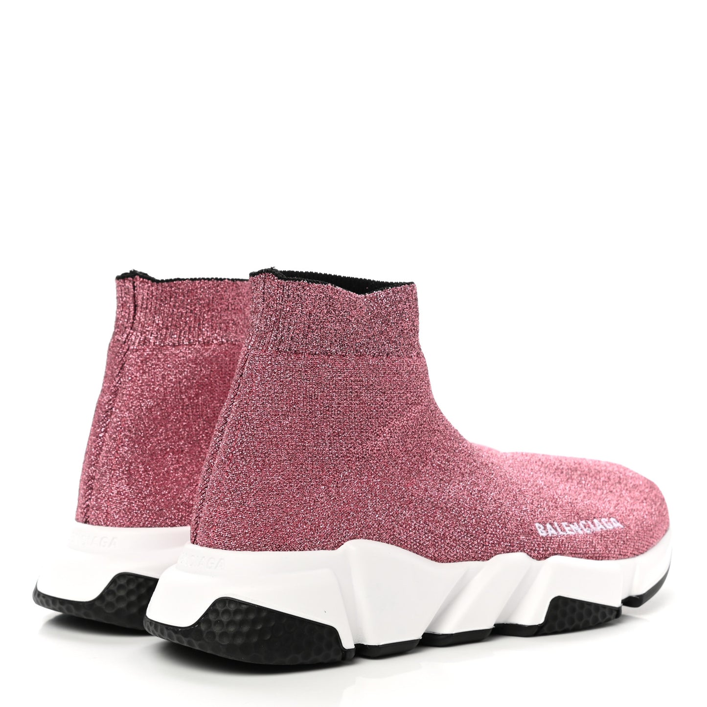 Laminated Knit Bi-Color Sole Womens Speed Sneakers 37 Pink White Black