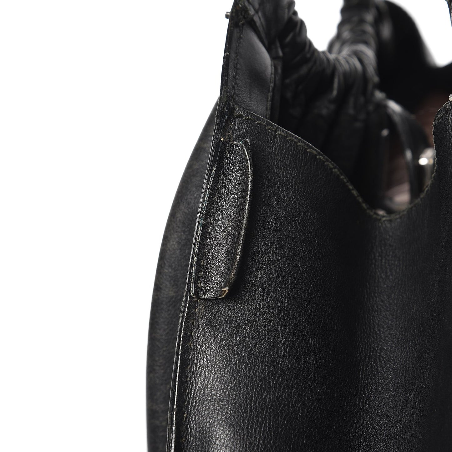 Calfskin Gathered Handbag Black