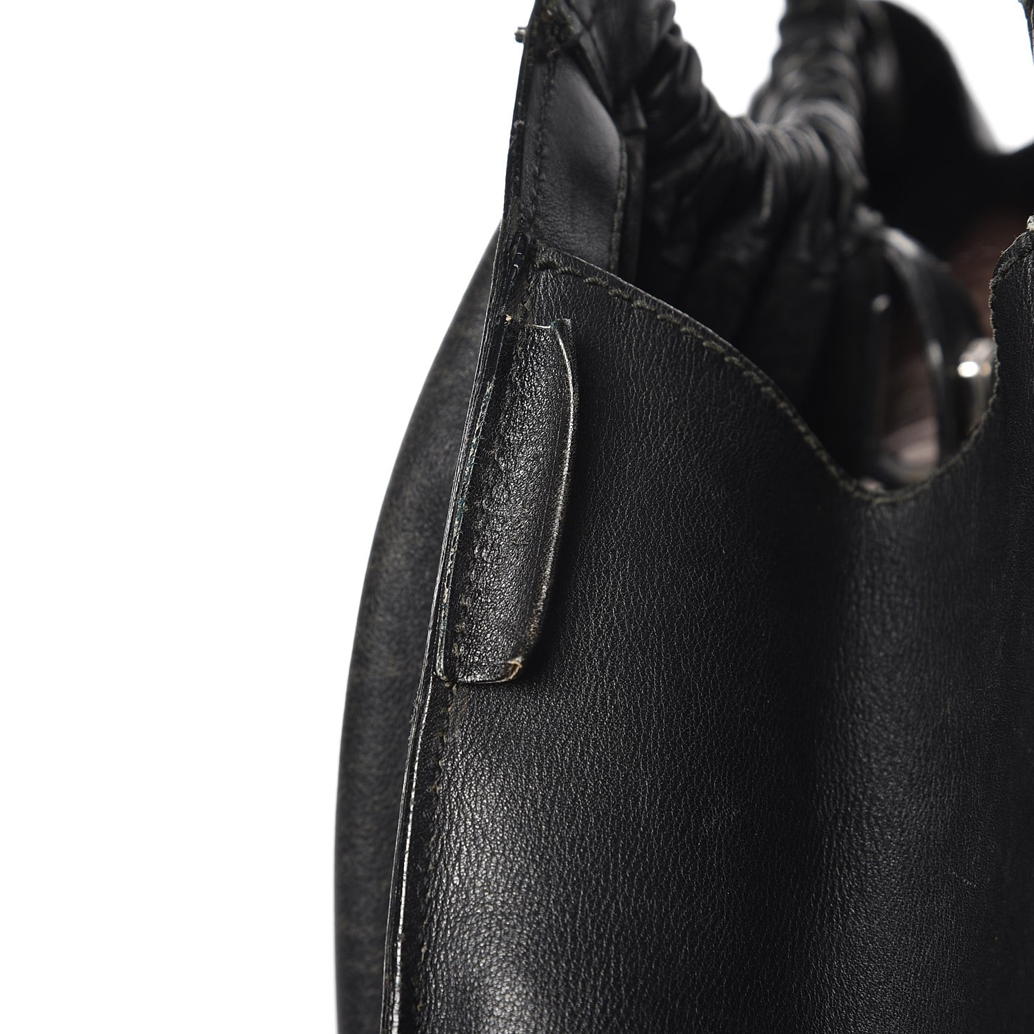 Gucci Calfskin Gathered Handbag Black 14 of 15