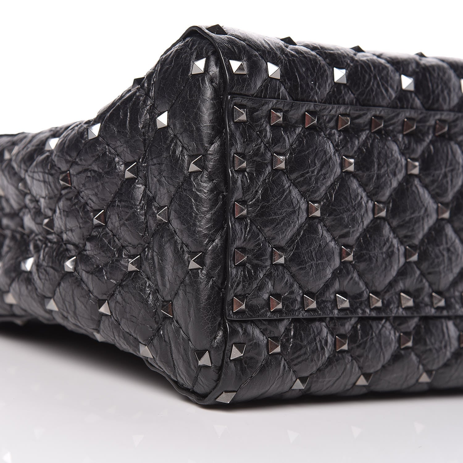 Valentino Garavani Craquele Nappa Rockstud Spike Tote Black 8 of 9
