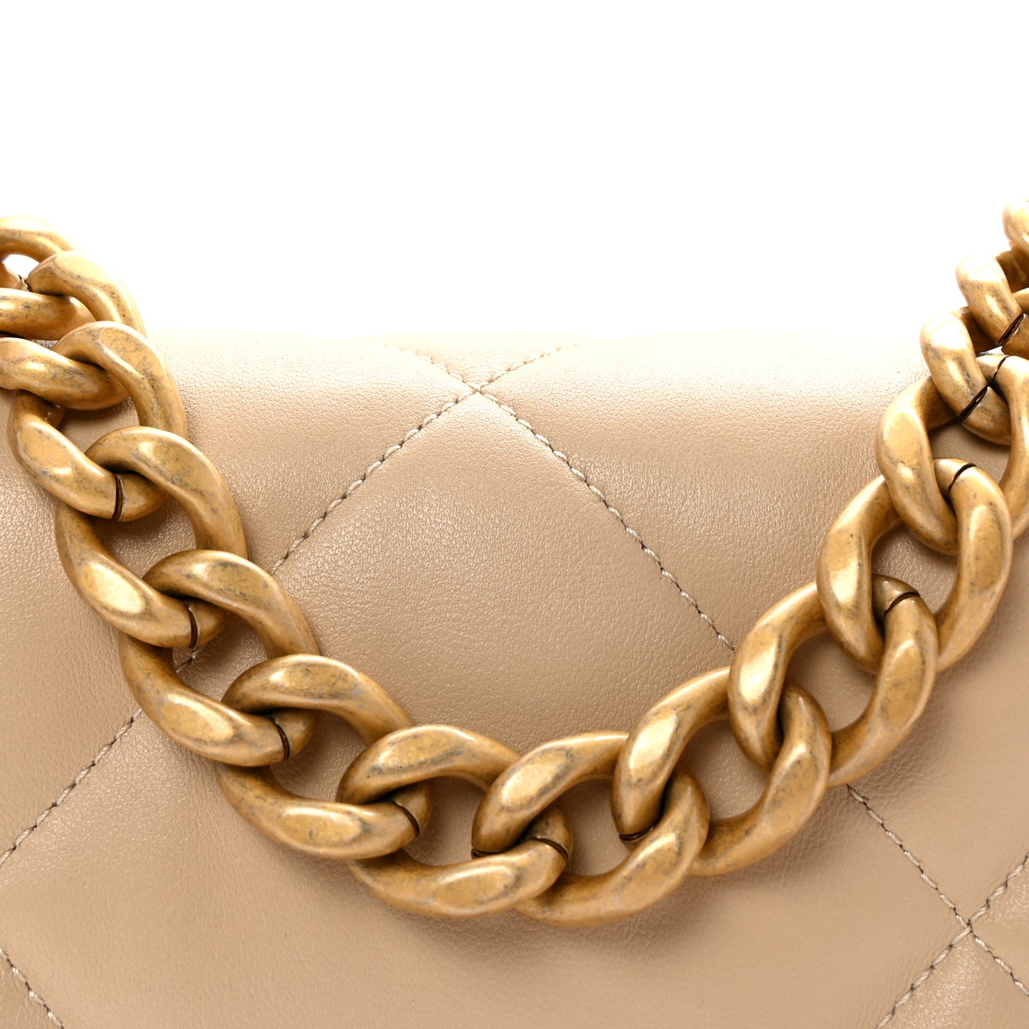 Lambskin Quilted Medium Chanel 19 Flap Beige