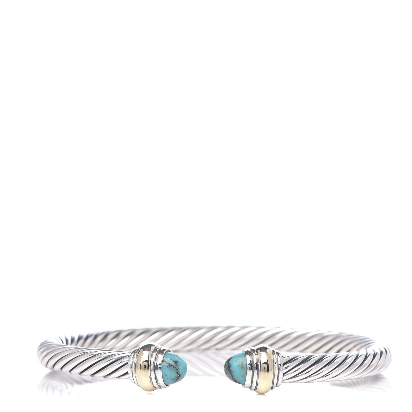 Sterling Silver 14K Yellow Gold Turquoise 5mm Cable Classics Bracelet