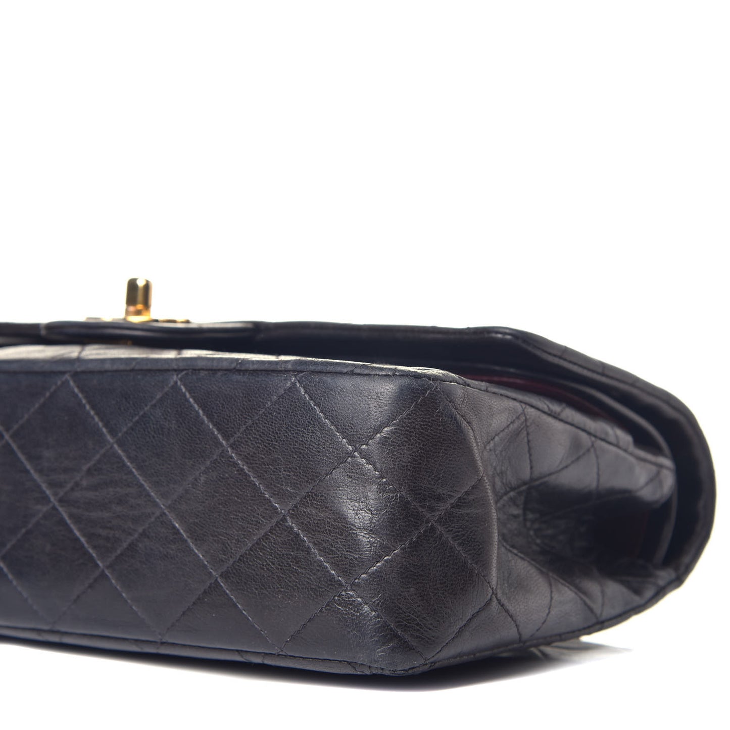 Lambskin Quilted Medium Double Flap Black