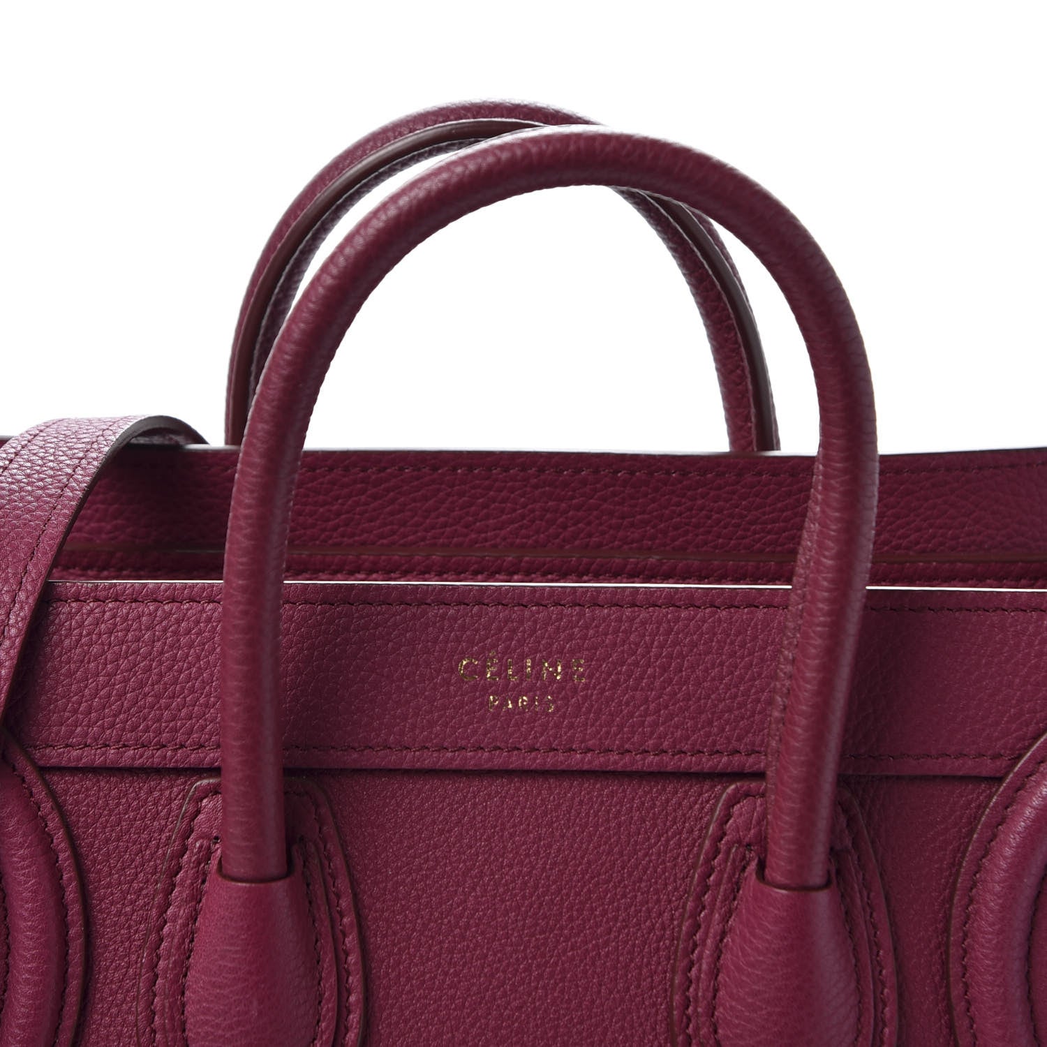 Celine Drummed Calfskin Nano Luggage Plum 10 of 10