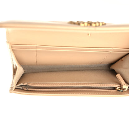 Chanel Shiny Goatskin Quilted Chanel 19 Flap Wallet Beige 5 of 10