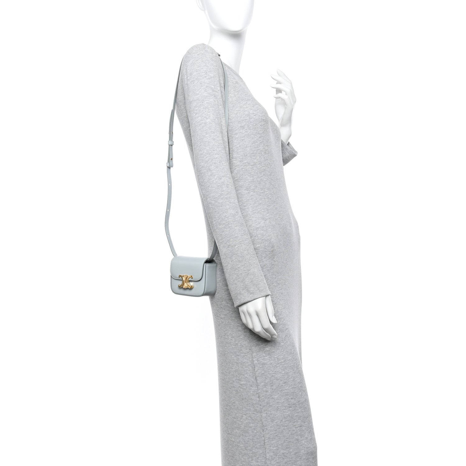 Celine Shiny Calfskin Mini Claude Soft Blue 2 of 10