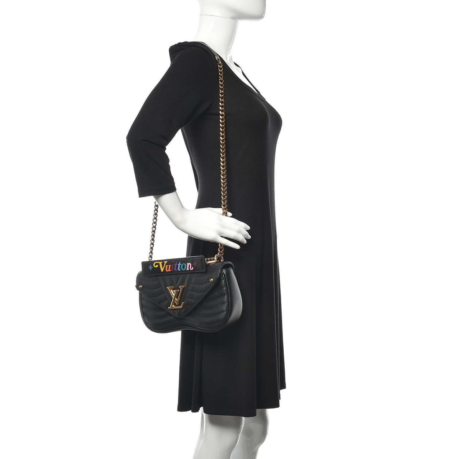 Louis Vuitton Calfskin New Wave Chain MM Black 2 of 13