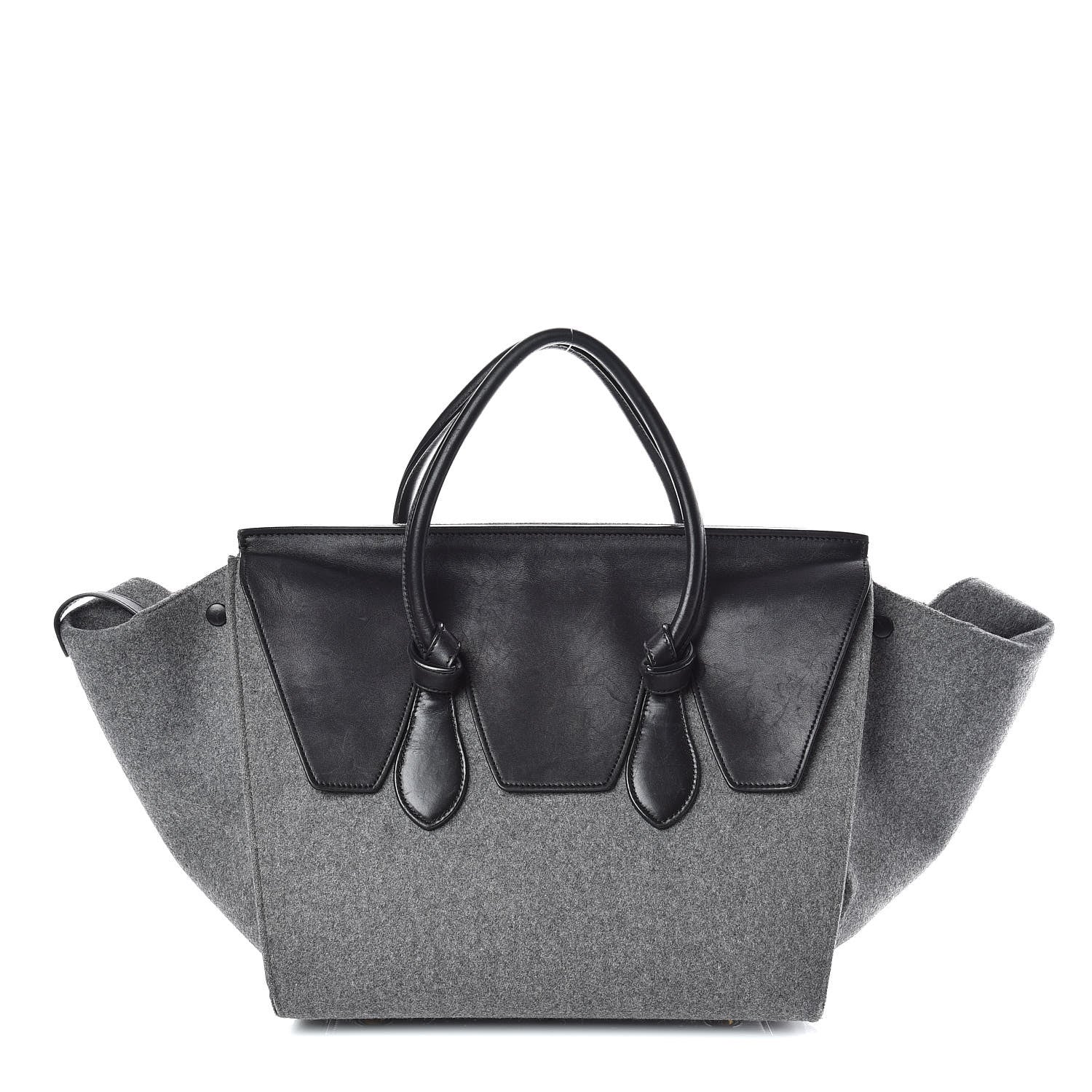 Celine Felt Calfskin Medium Tie Knot Tote Grey Black 3 of 18