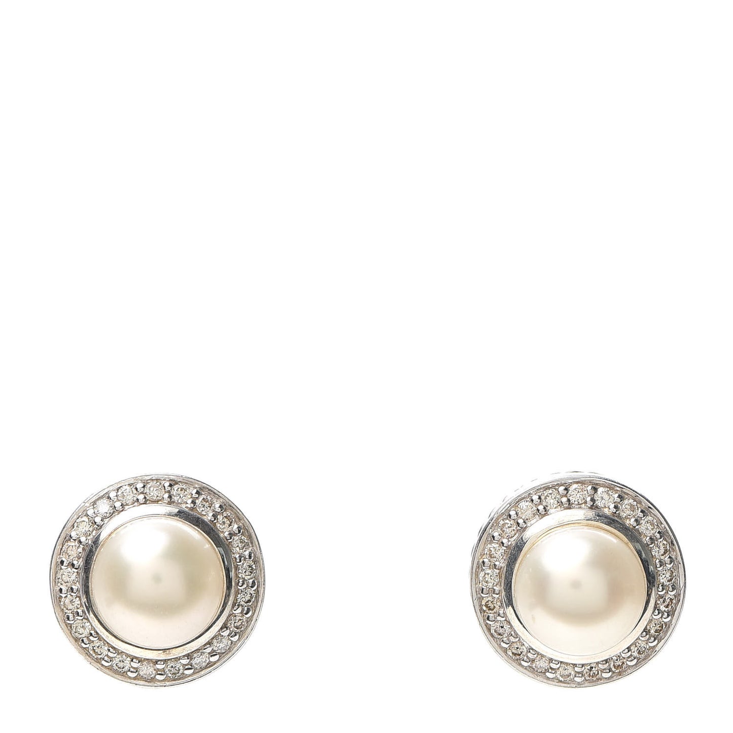 Sterling Silver Diamond Pearl 8mm Cerise Earrings