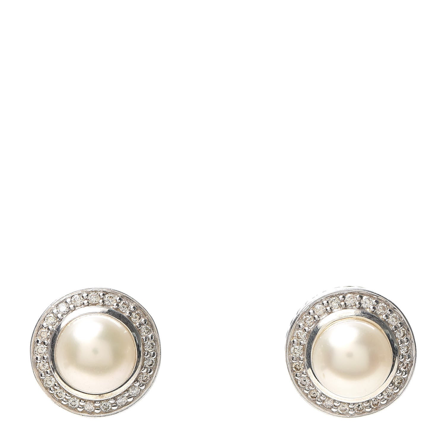 David Yurman Sterling Silver Diamond Pearl 8mm Cerise Earrings 1 of 4