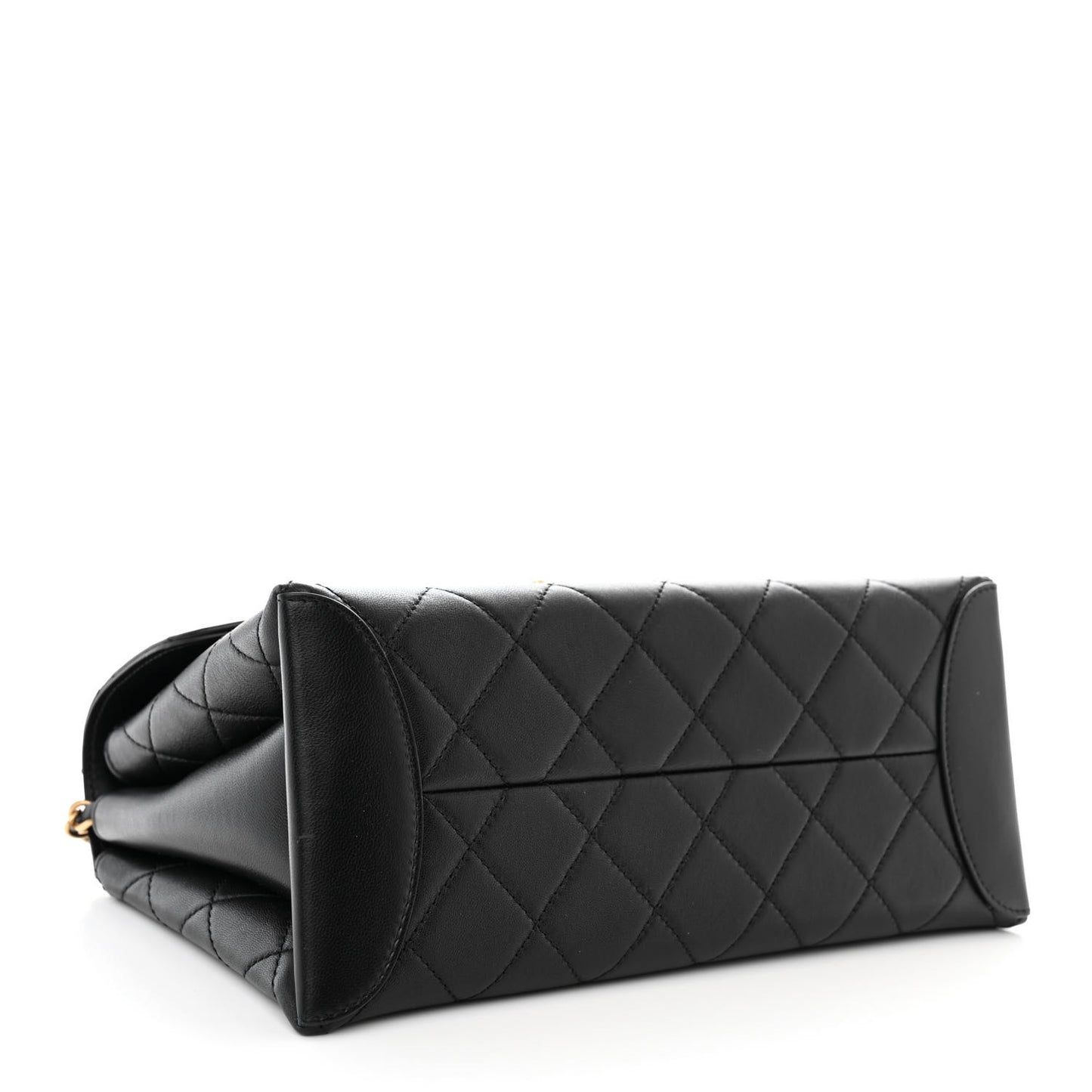 Lambskin Quilted Large Trendy Spirit Top Handle Bag Black