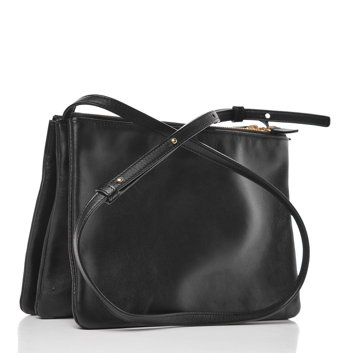 Lambskin Large Trio Crossbody Bag Black