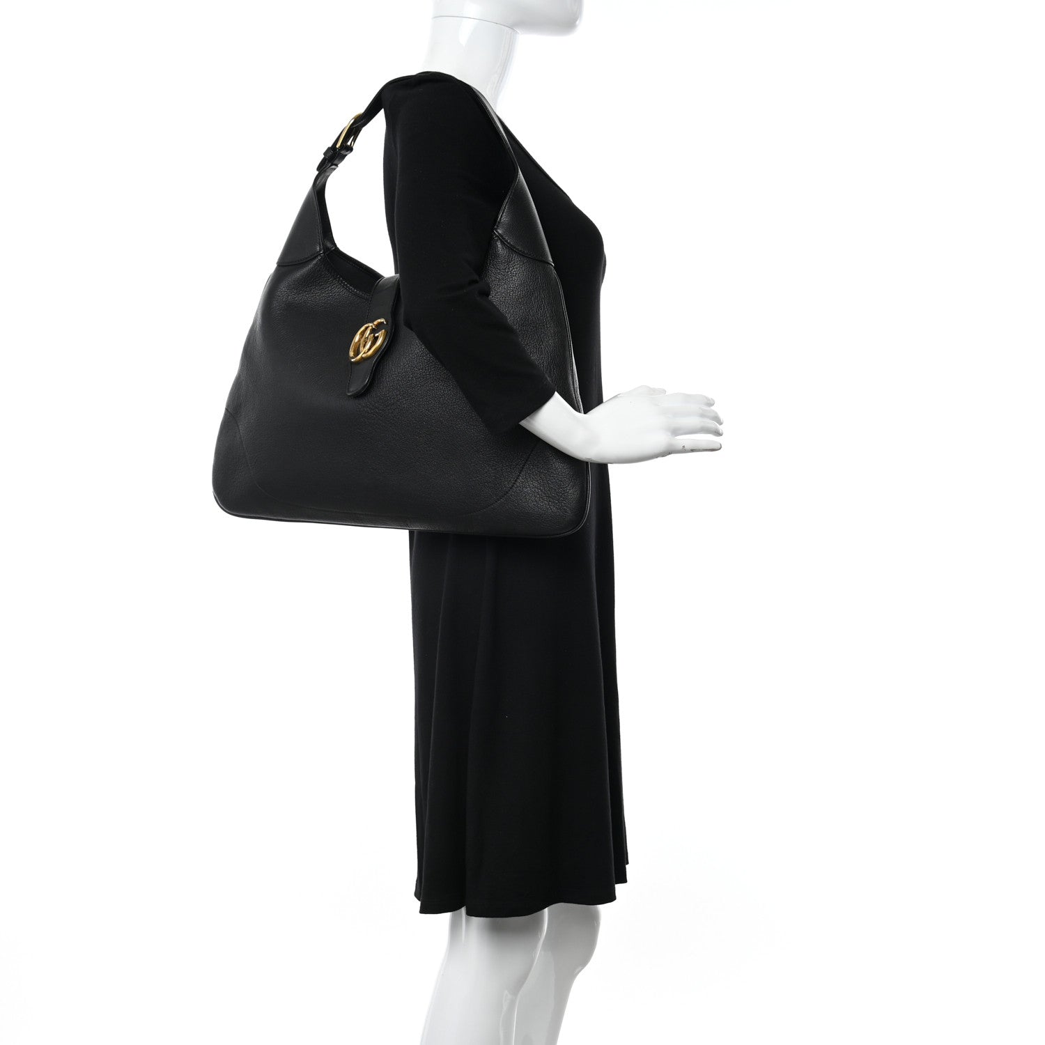 Gucci Goatskin Large Aphrodite Shoulder Bag Black 2 of 14
