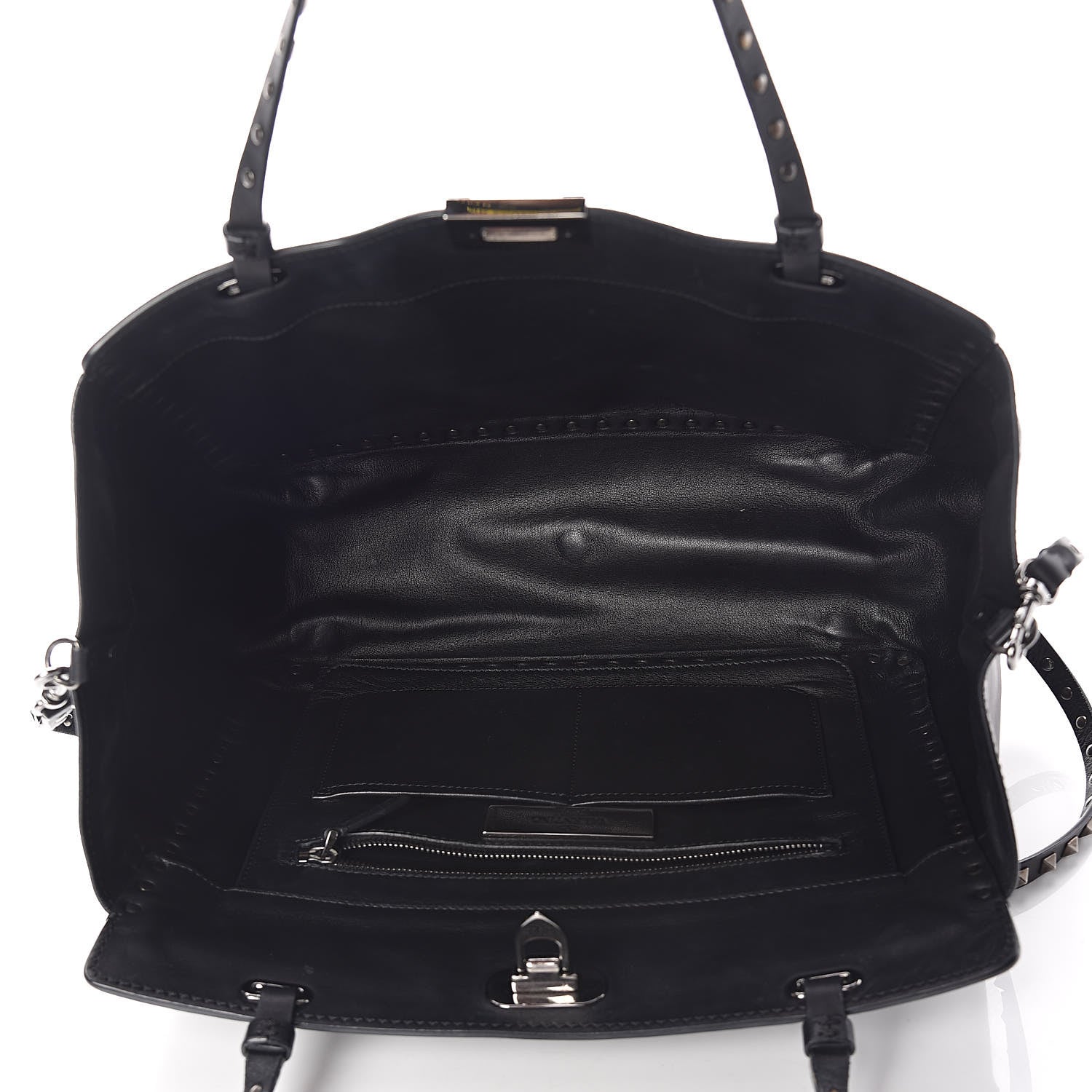 Valentino Garavani Vitello Medium Rockstud Tote Black 5 of 15