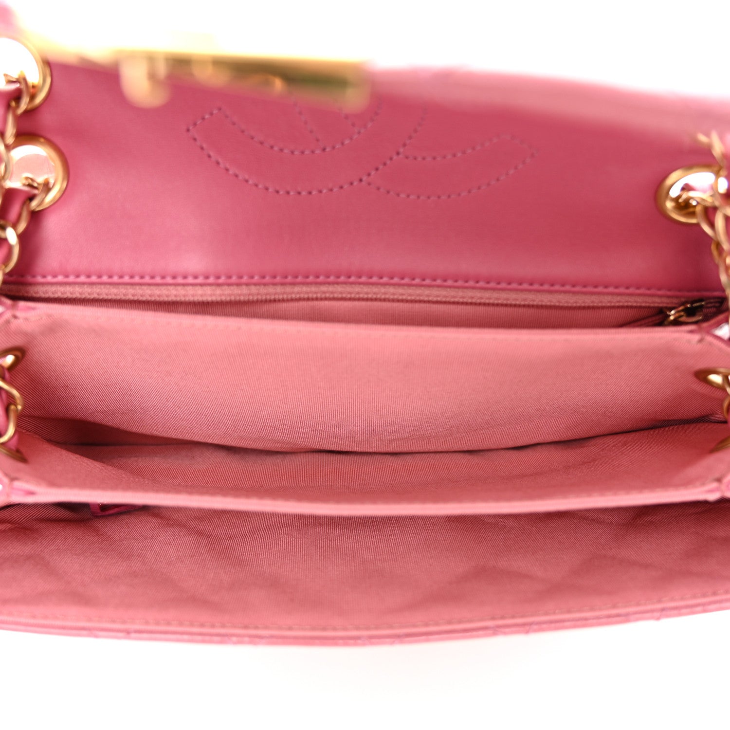 Chanel Patent Goatskin Quilted Small 3 Pocket Accordion Flap Pink 5 of 11